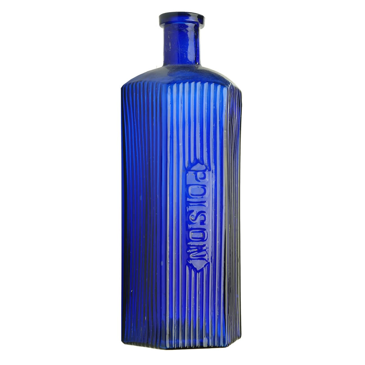 Poison. Hexagonal poison with front three panel ribbed, POISON in hexagonal badge to mid front. Cobalt. 16 oz.