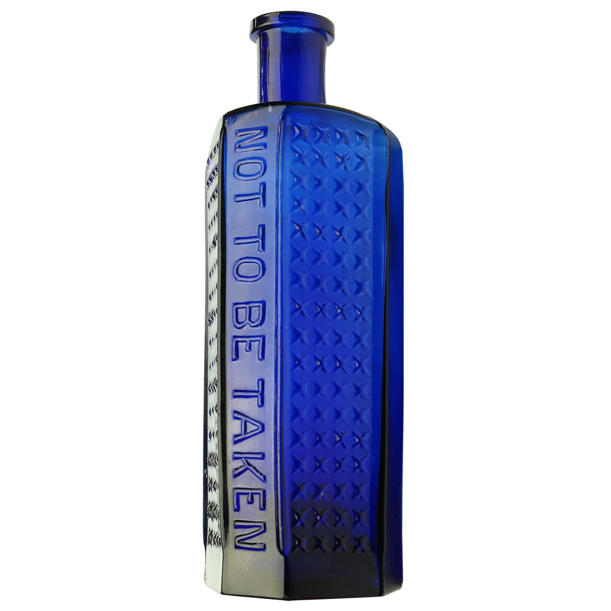 Poison. Not to be taken. Rd No. 334871. Lewis & Towers Practical Poison Bottle. Irregular Hexagon. Cobalt Blue. 10 oz. 183 mm.