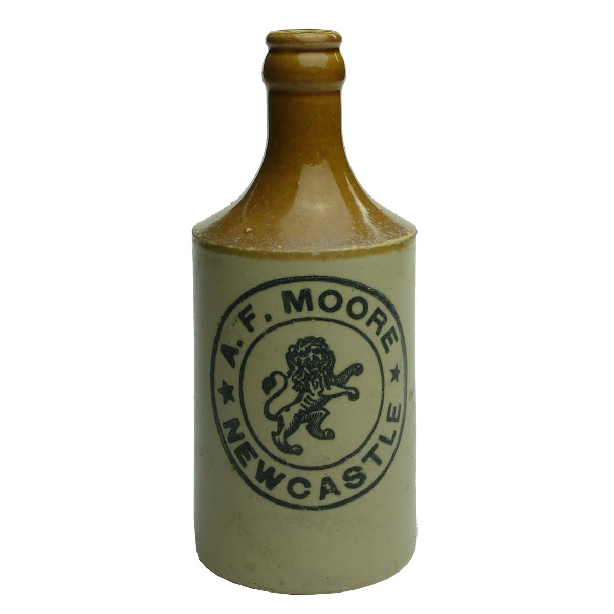 Ginger Beer. A. F Moore, Newcastle. Crown Seal. Dump. Tan Top. (New South Wales)