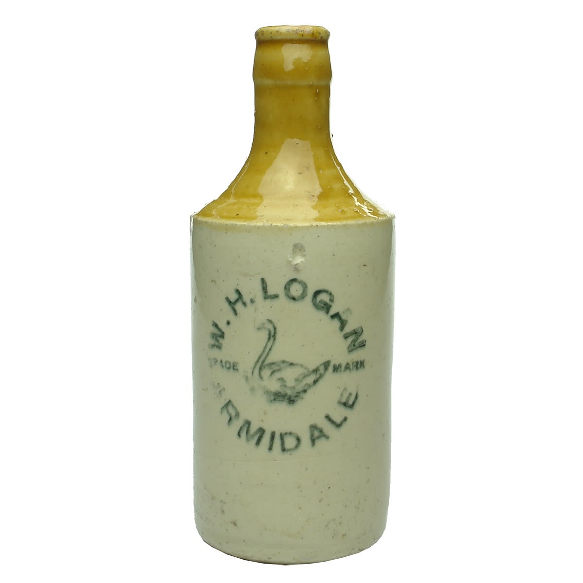 Ginger Beer. W. H. Logan, Armidale. Swan. Crown Seal. Dump. Tan Top. (New South Wales)