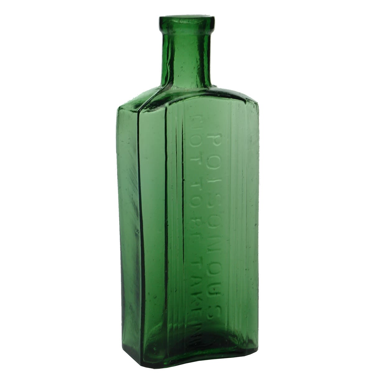 Poison. Poisonous Not to be taken. Green. 4 oz. Vertical lines to front. 136 mm.