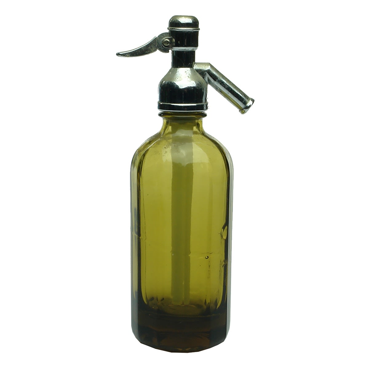 Miniature. Sample amber soda syphon with screw on spout.