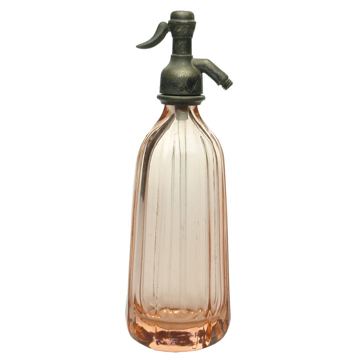Sample. Apricot coloured pyramid shaped soda syphon. 173 mm with spout.