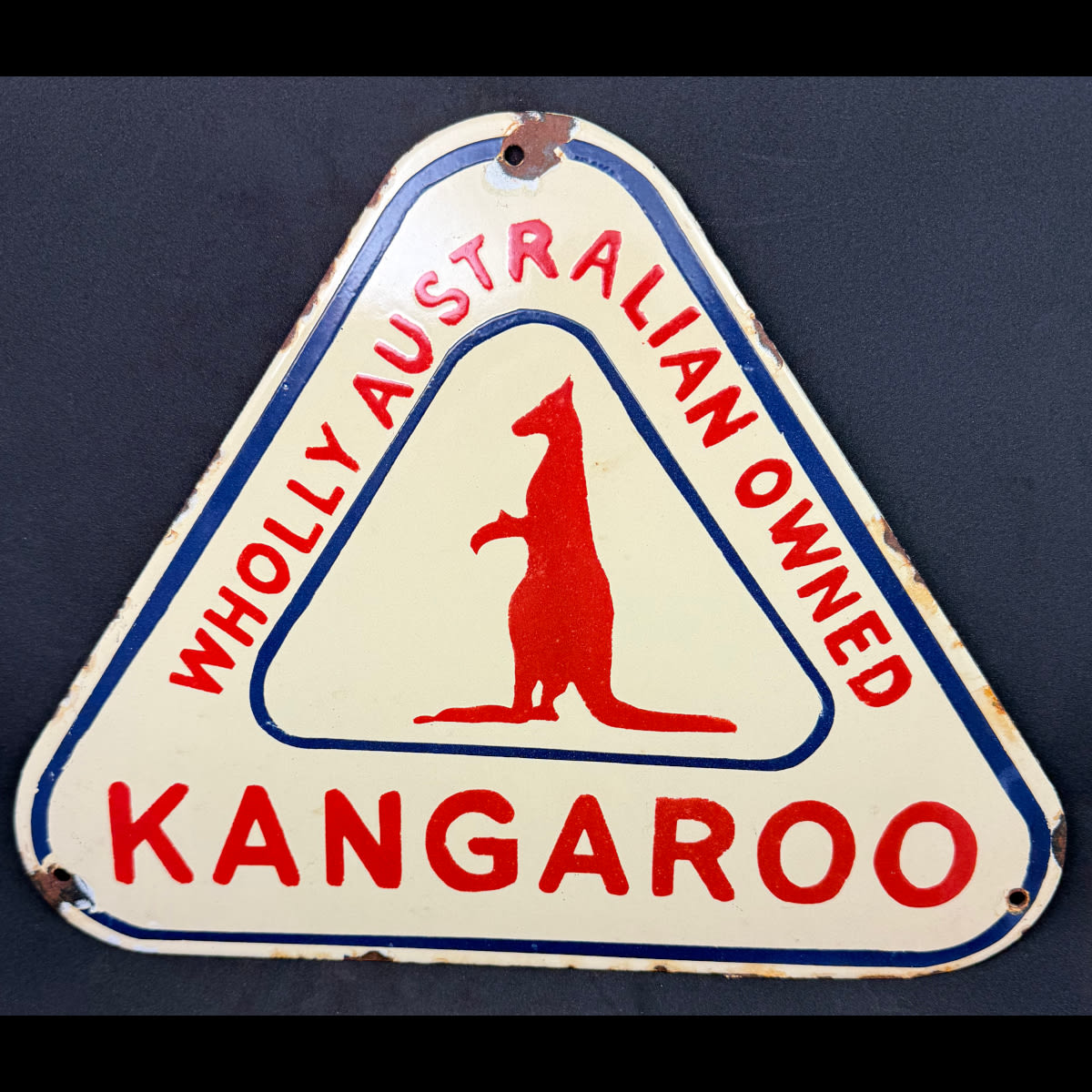 Reproduction Enamel Sign. Kangaroo. Wholly Australian Owned.