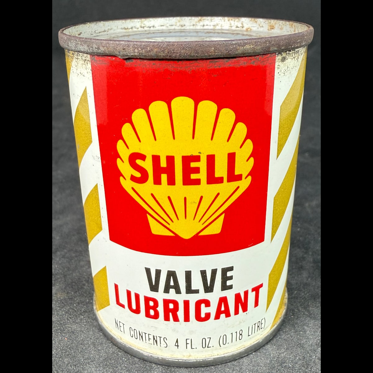 Small Oil Tin. Shell Valve Lubricant. 4 oz. Shell Oil Company. New York.