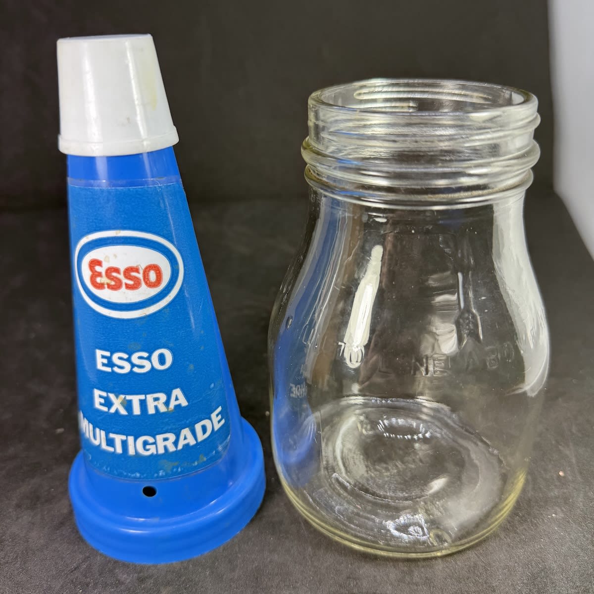 Plastic Oil pourer on pint bottle. Esso Extra Multigrade.