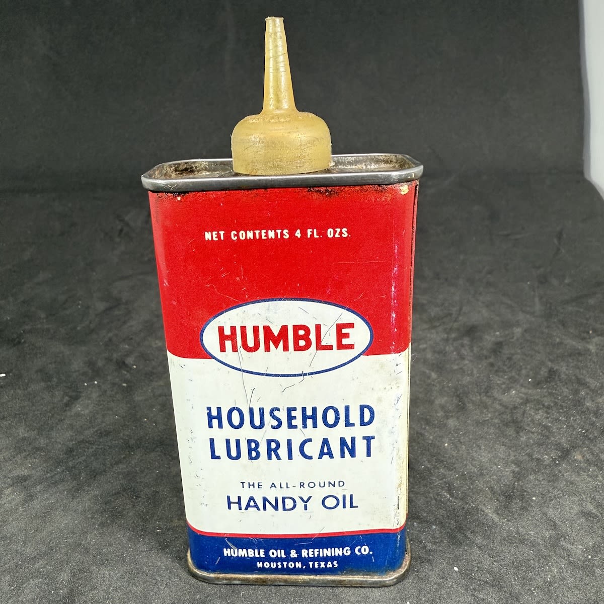 Household Oiler. Oil Tin. Humble Household Lubricant. Handy Oil. Humble Oil & Refining Co, Houston Texas. 4 oz.