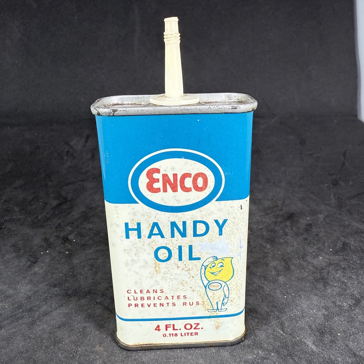 Household Oiler. Oil Tin. Enco Handy Oil. Drip Man. Humble Oil & Refining Company, Houston, Texas. 4 oz.