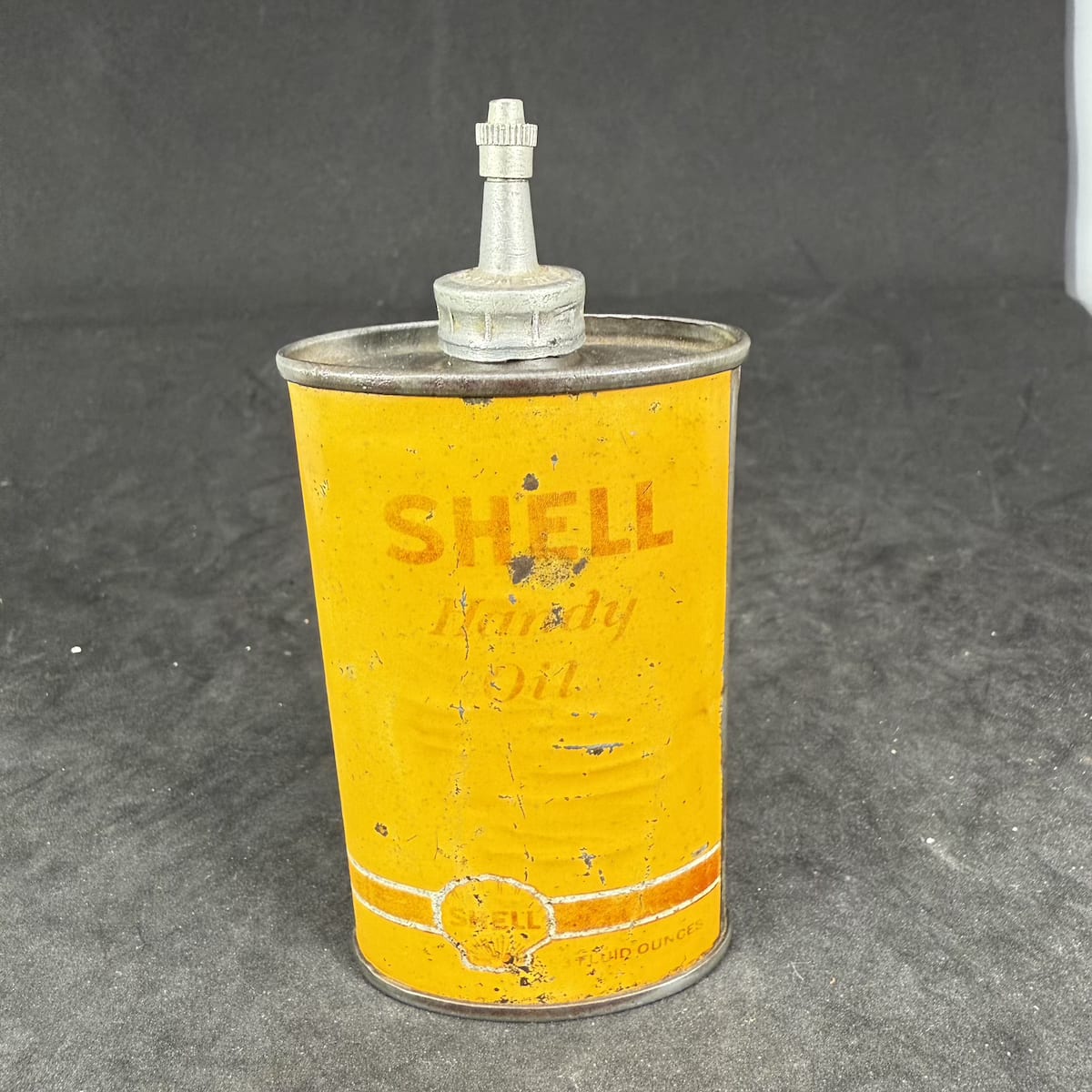 Household Oiler. Oil Tin. Shell Handy Oil. Small oval tin.
