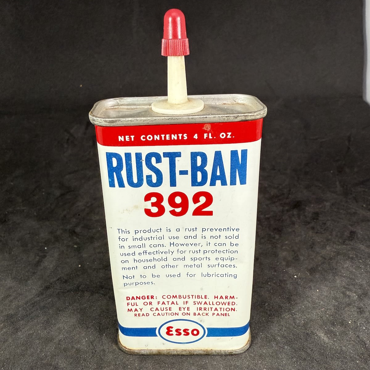 Household Oiler. Oil Tin. Esso Rust-Ban 392. Humble Oil & Refining Co, Houston, Texas. 4 oz.