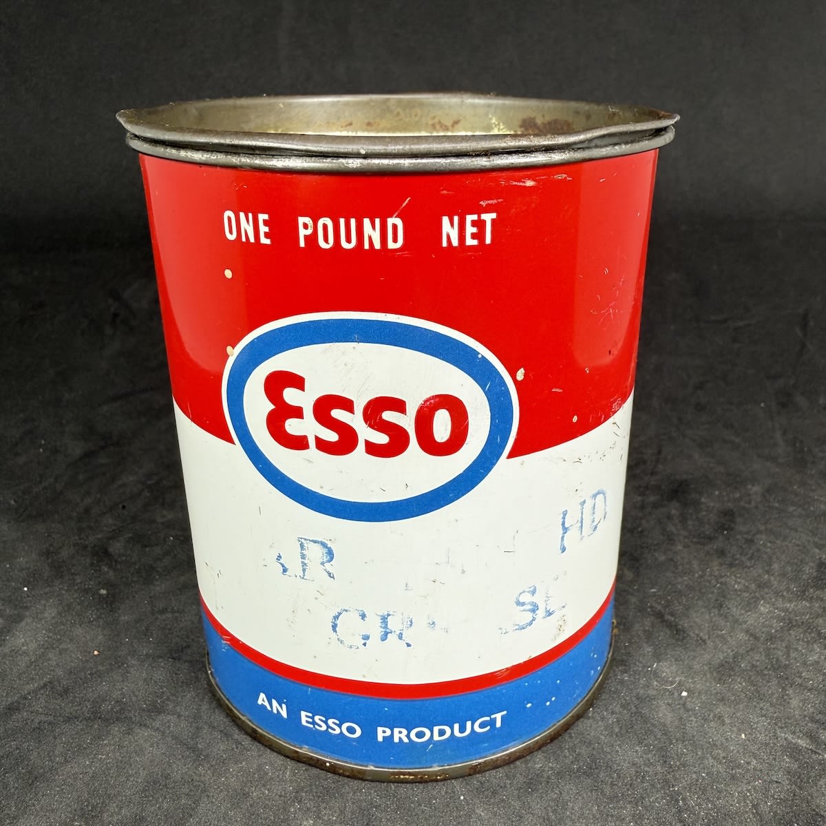 Grease Tin. Esso. One Pound Net. An Esso Product.