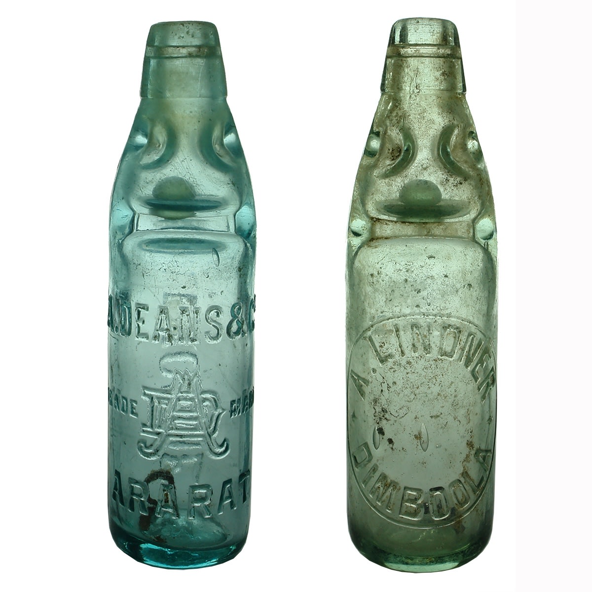 2 Codds: A. Deans & Co Ararat; A. Lindner, Dimboola. Lemonade. 10 oz. (Victoria)