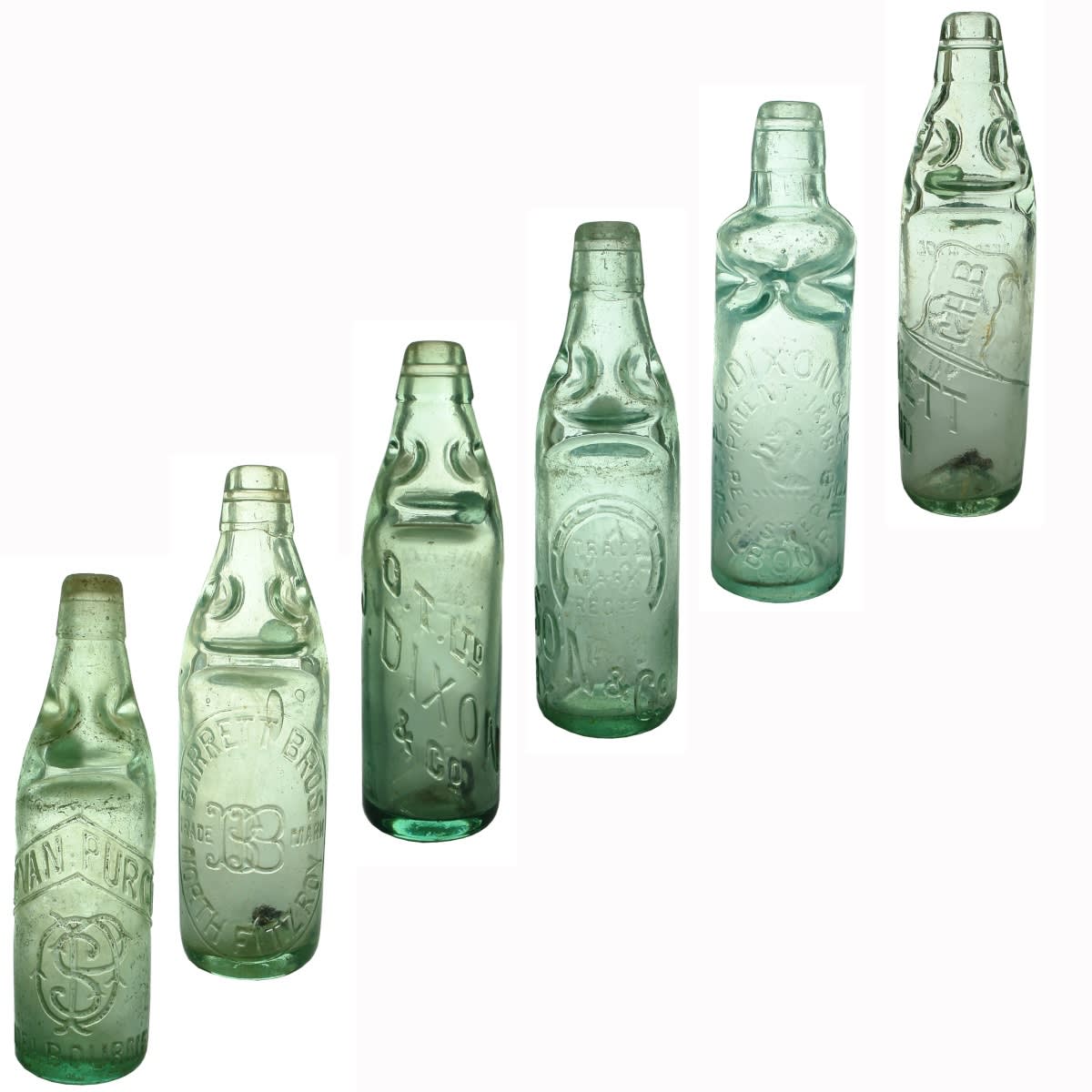 6 Codds. O'Sullivan, Purcell & Co, Melbourne; Barrett Bros, North Fitzroy; O. T. Ltd, J. Dixon Prahran; Jacobson & Co., Footscray; P. G. Dixon & Co Melbourne; G. H. Bennett, Richmond. (Victoria)