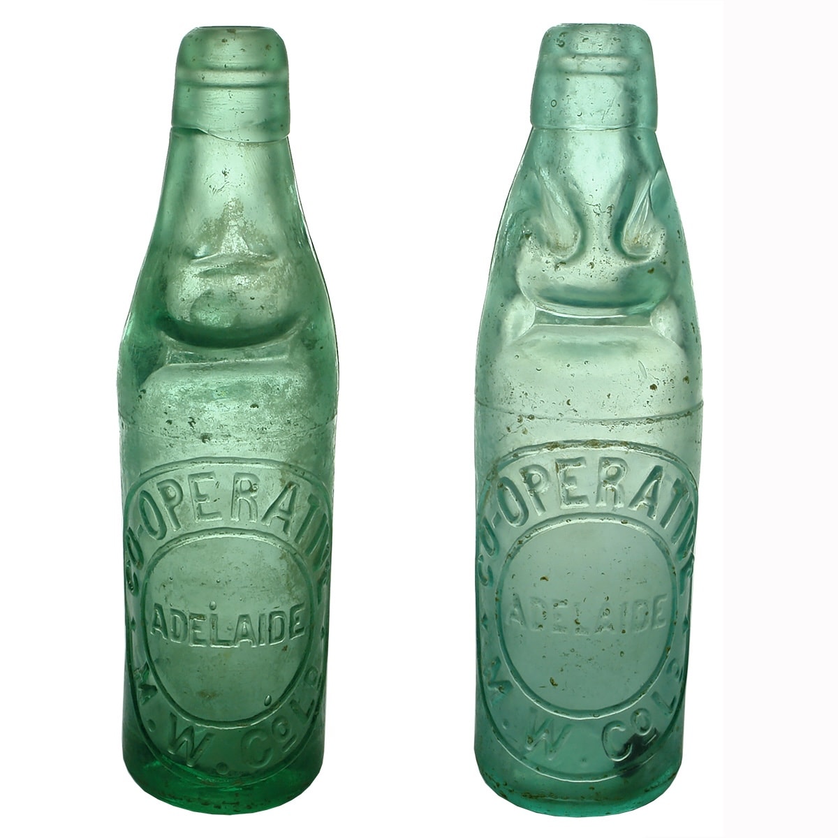 2 Codds: Both Co-operative Mineral Water Co Ltd Adelaide. Three Triangle Hills type and Niagara. H base marks. (South Australia)
