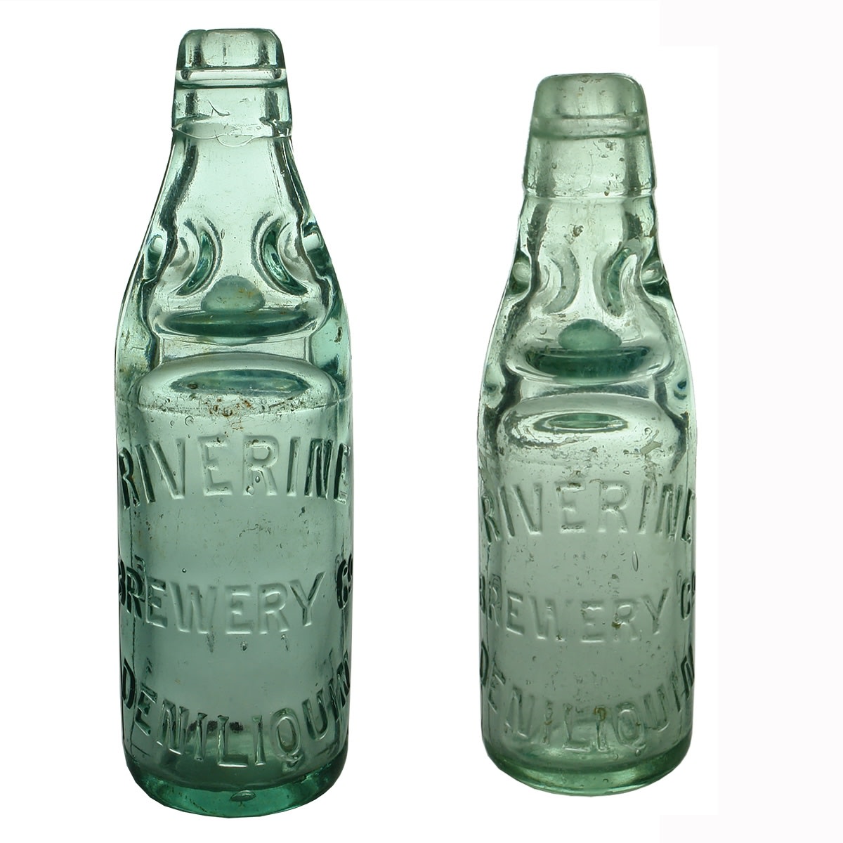 2 Codds. Riverine Brewery Co., Deniliquin. 10 & 6 oz. (New South Wales)