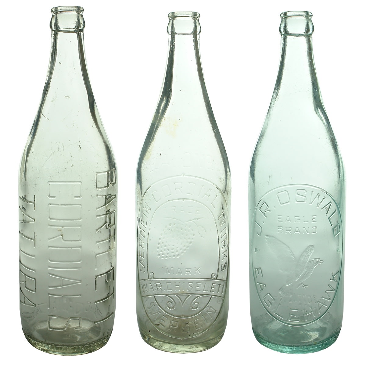 3 Large Crown Seals: Bartlett Cordials Tatura; Merbein Cordial Works, W. A. R. Chiselett; J. R. Oswald, Eaglehawk. (Victoria)