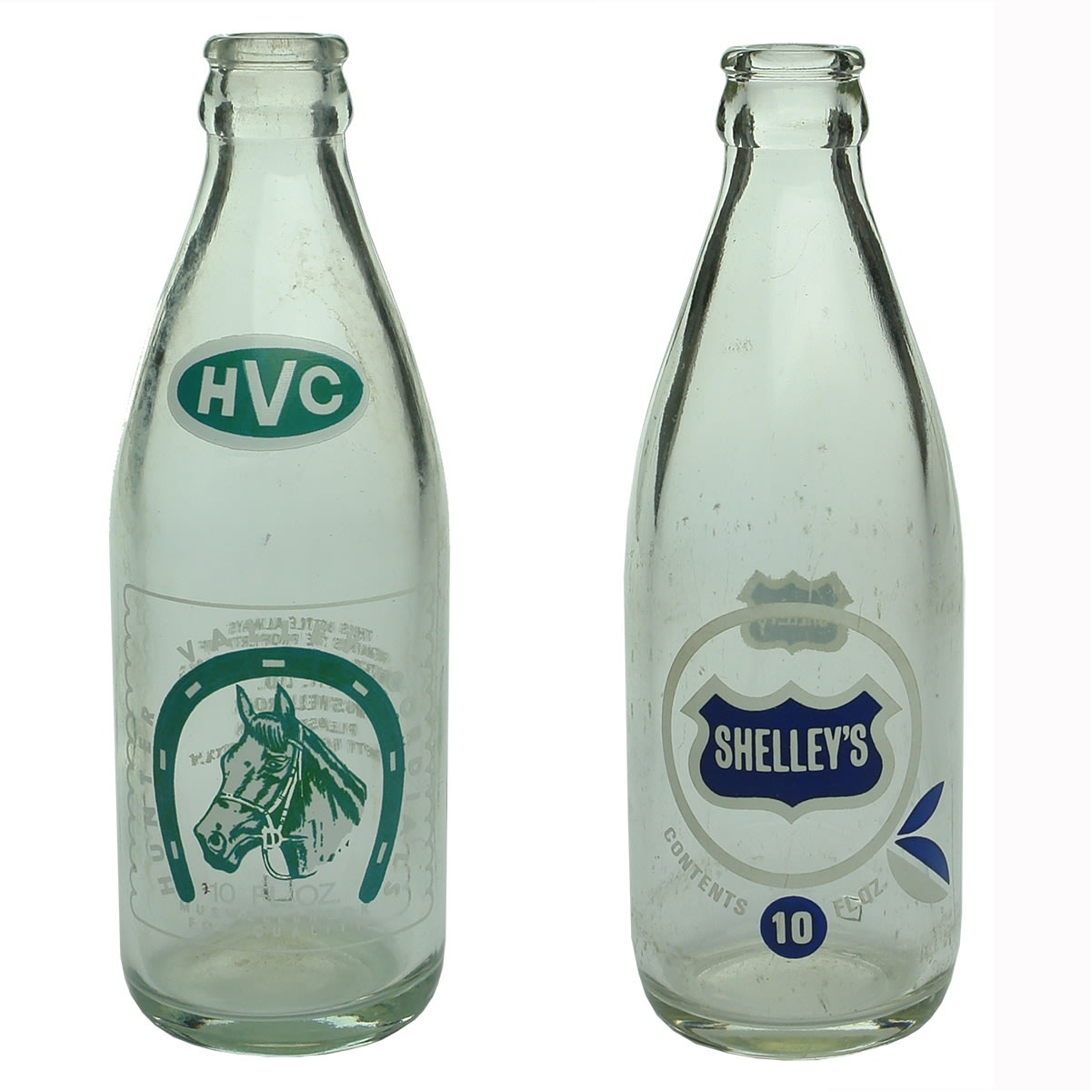 2 Ceramic Label Crown Seals: Hunter Valley Cordials, Muswellbrook; Shelley's Sydney. 10 oz. (New South Wales)