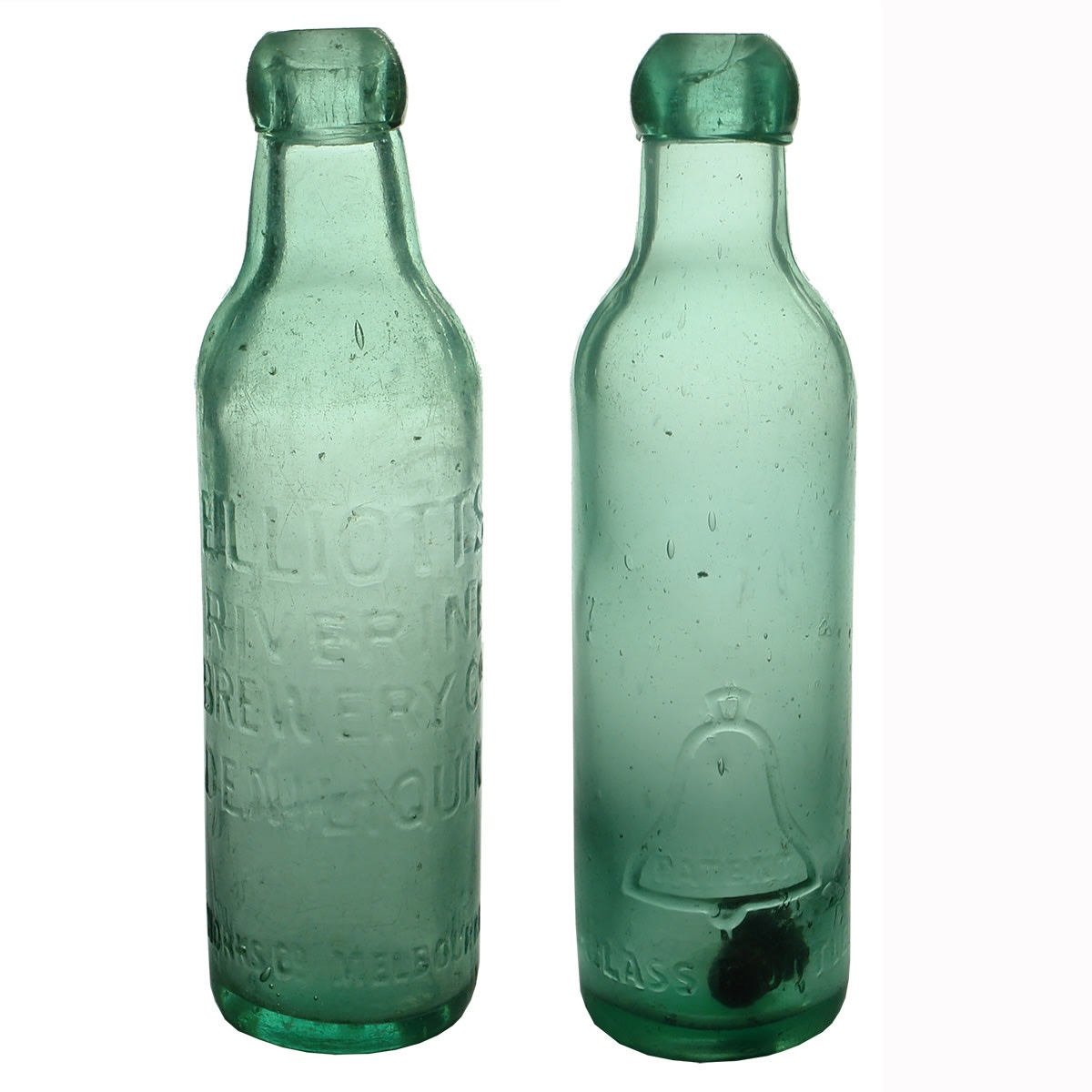 2 Bell Patents: Elliotts Riverine Brewery Co Deniliquin and generic Melbourne Glass Bottle Works Co. (New South Wales & Victoria)