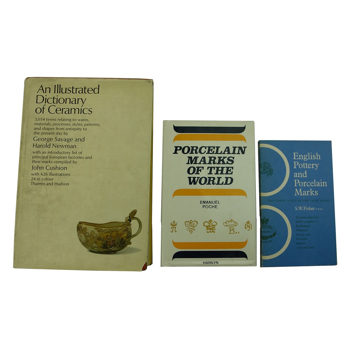 3 Collectors Books: An Illustrated Dictionary of Ceramics; Porcelain Marks of the World; English Pottery and Porcelain Marks.