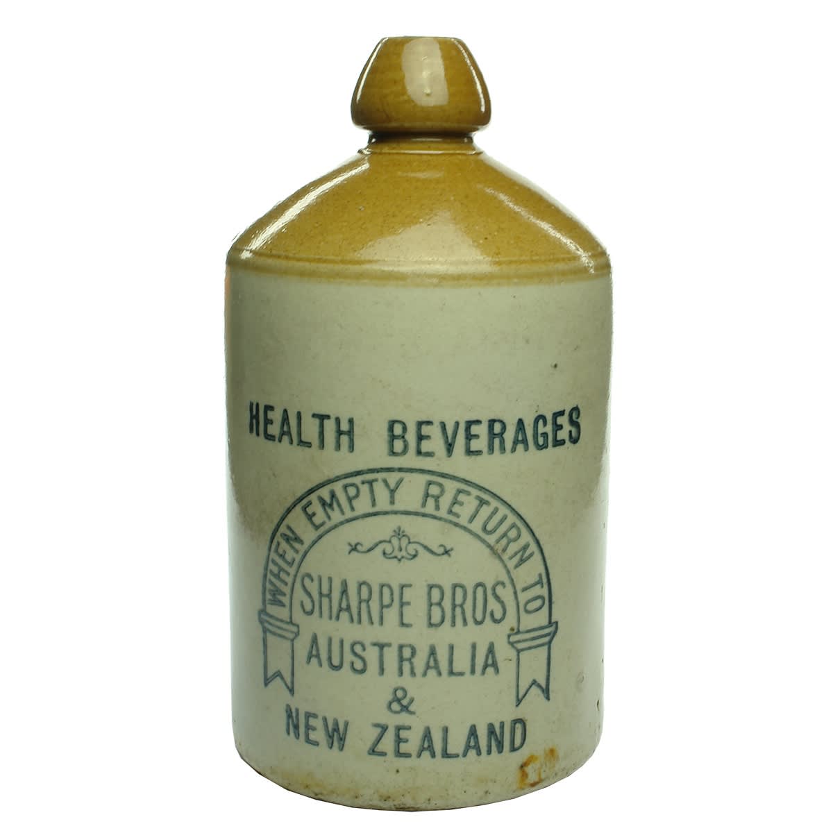 Demijohn. Sharpe Bros Health Beverages Australia & New Zealand. "Horseshoe" design. One Gallon.