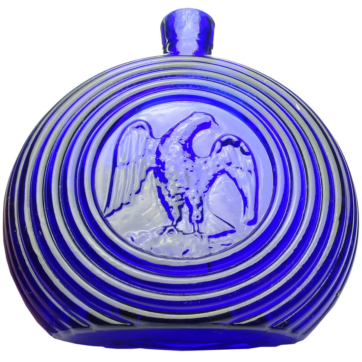 Glassware. Rossini Empoli Cobalt Flask with Eagle. (Italy)
