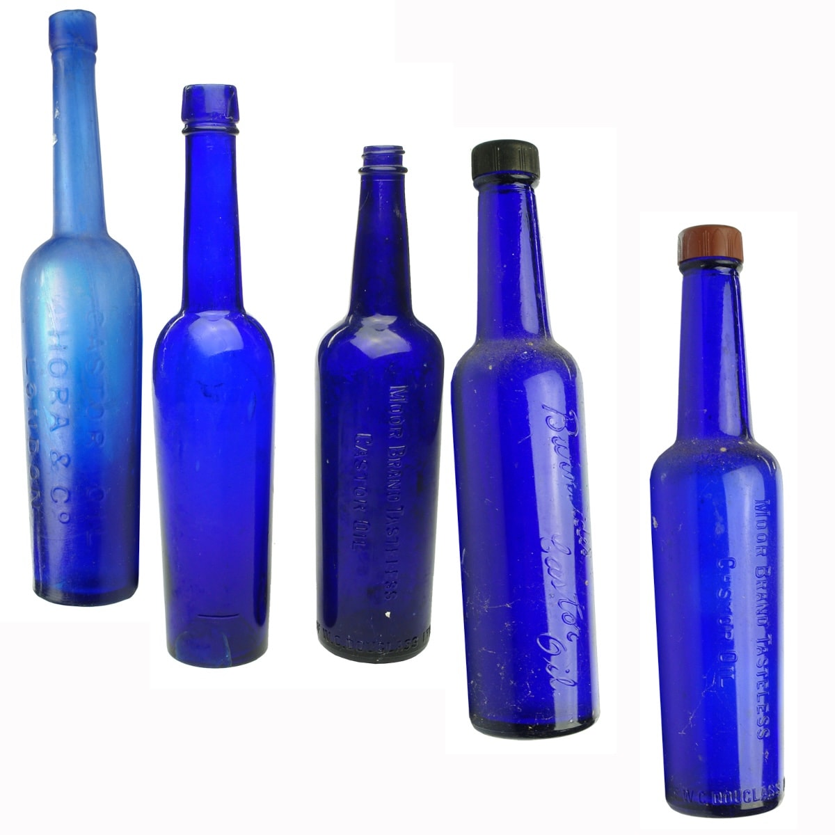 5 Castor Oils: Hora & Co; Plain; Moor Brand x 2; Burnsides