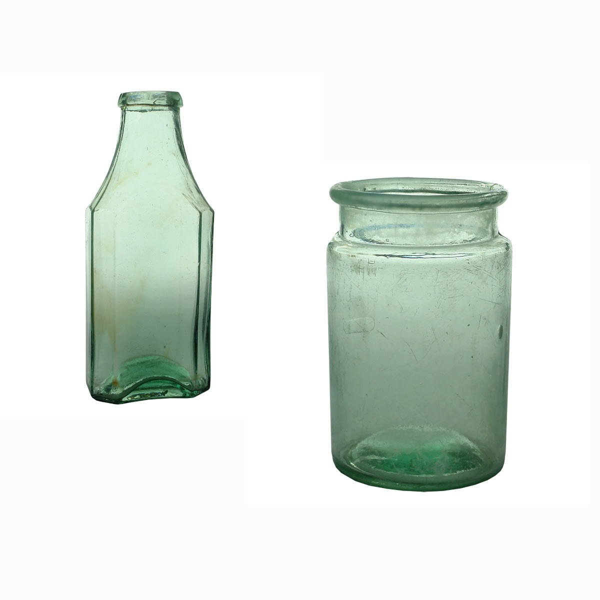 2 Jars: Goldfields Mustard Pickle type; Small rolled lip jar with FBH base mark.