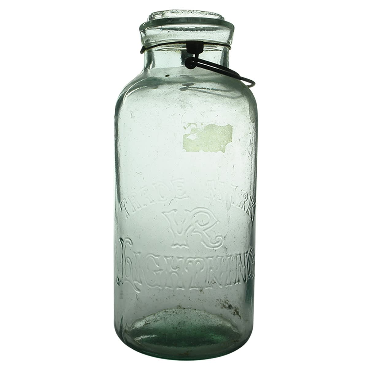 Fruit Jar. VR Lightning. Narrow top. Half Gallon. (Vance & Ross, Sydney, New South Wales)