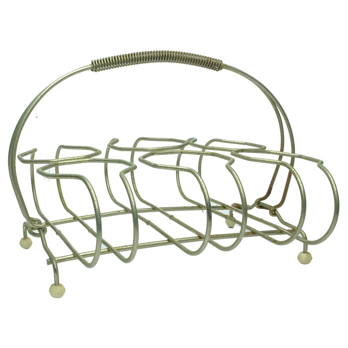 Metalware. Mid century chromed barware caddy with coiled wire handle.