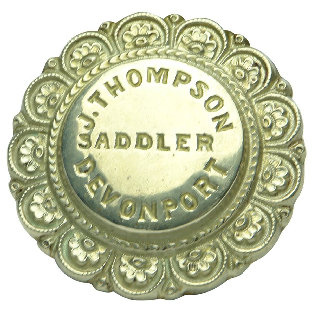 Metalware. J. Thompson, Saddler, Devonport. Saddle badge. (Tasmania)