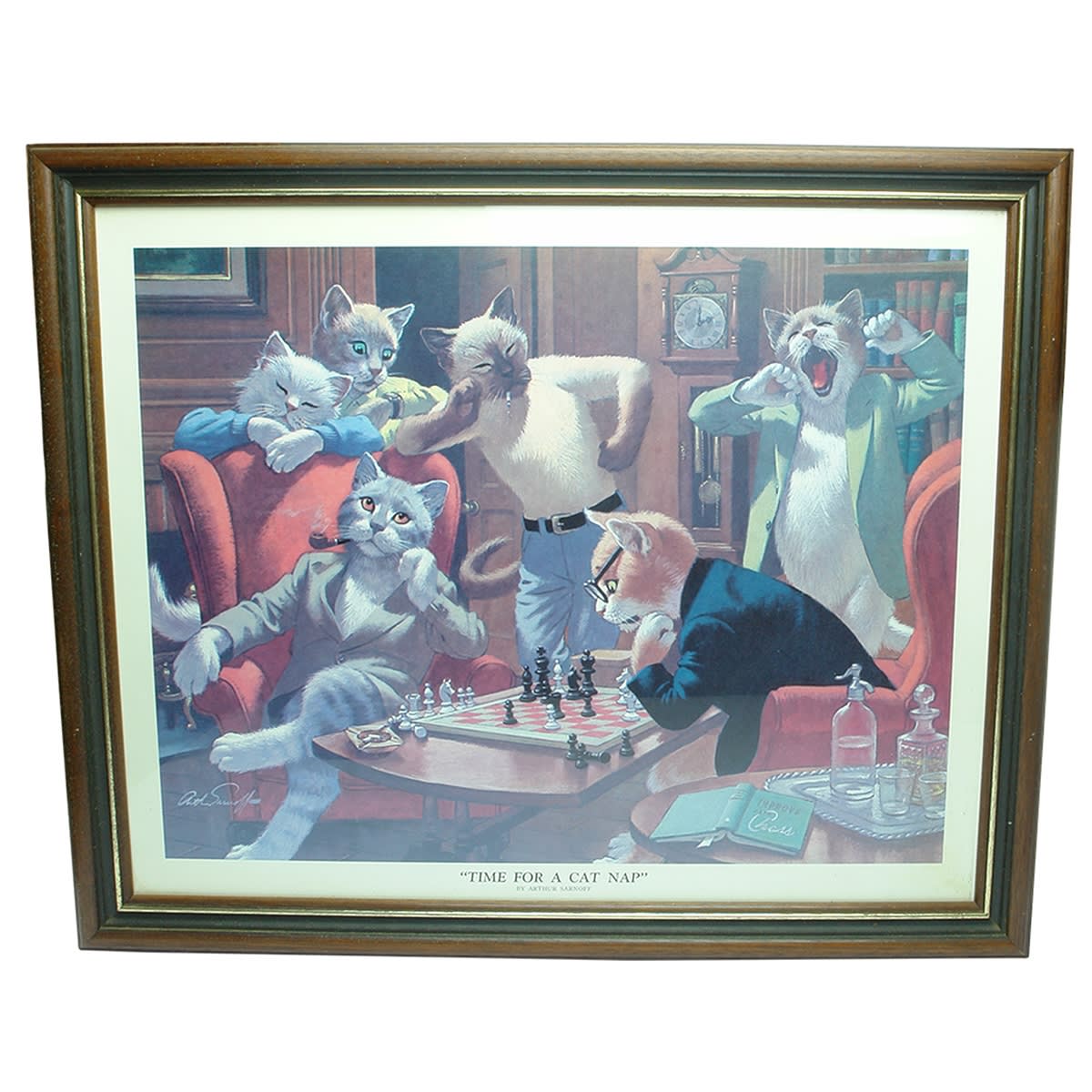 Print. "TIme For A Cat Nap" by Arthur Sarnoff.