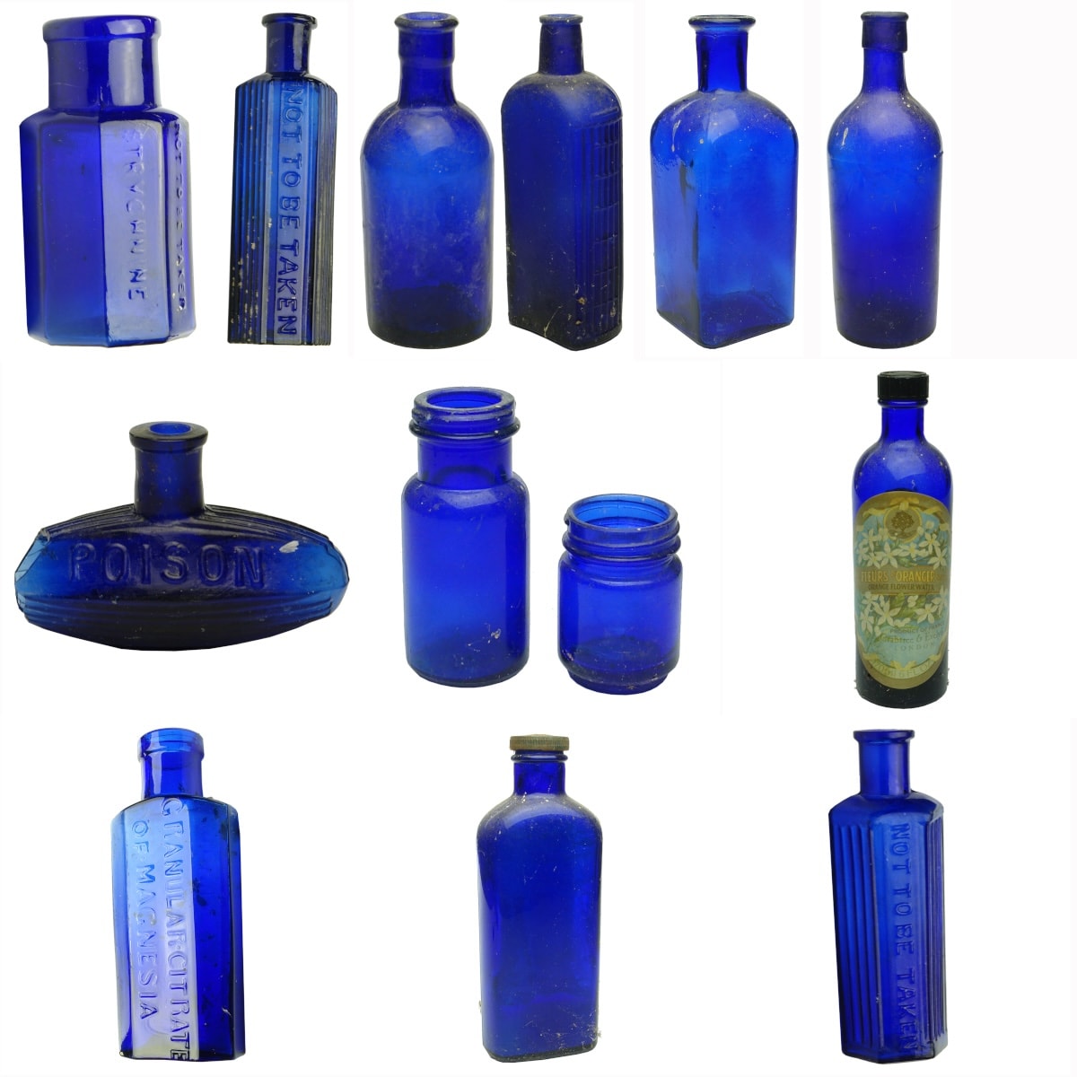 13 Cobalt Bottles: Poisons, Perfumes and more.