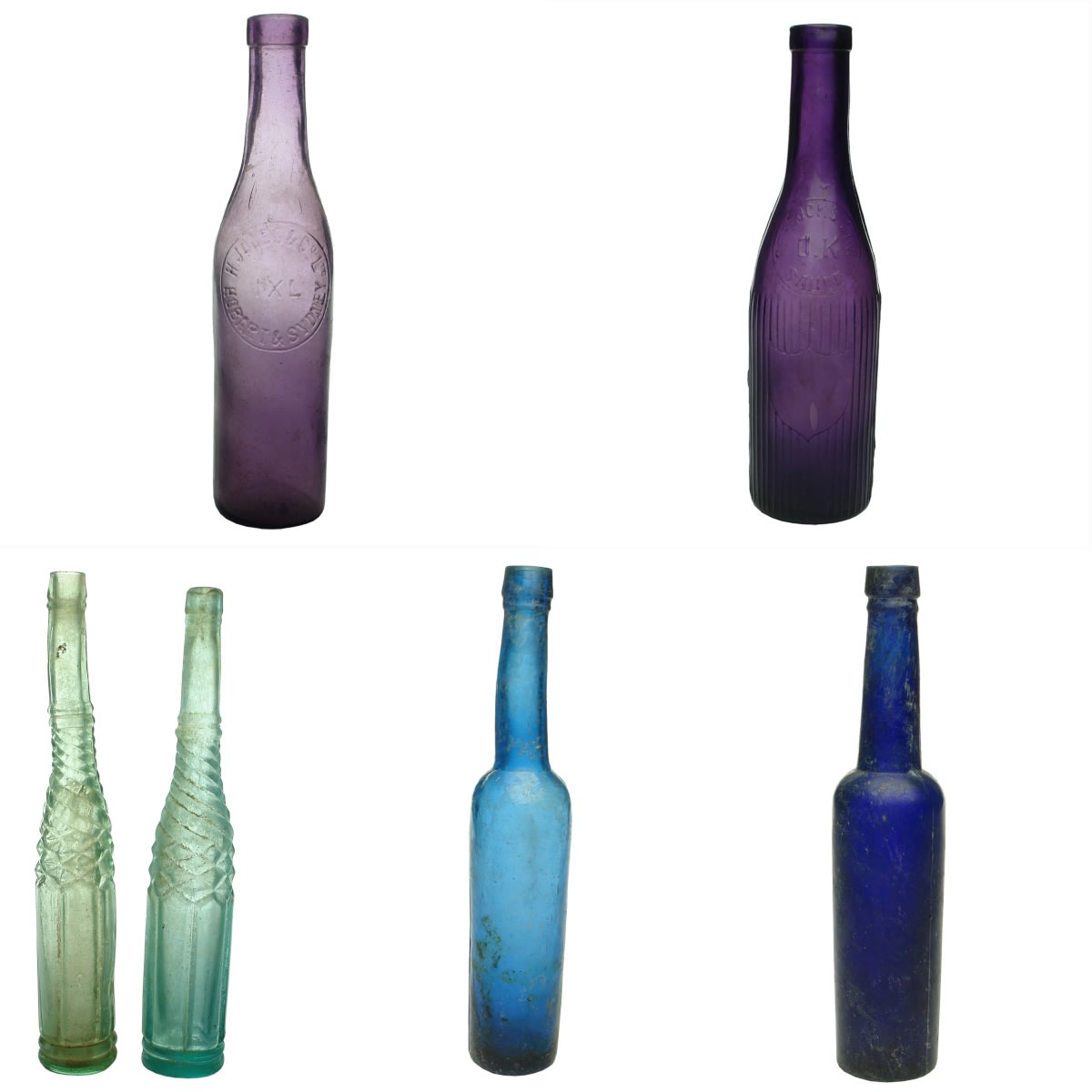 6 Bottles: Jones IXL Sauce; Peacocks OK Sauce; 2 x Whirly Salad Oils; 2 x Blue Castor Oils.