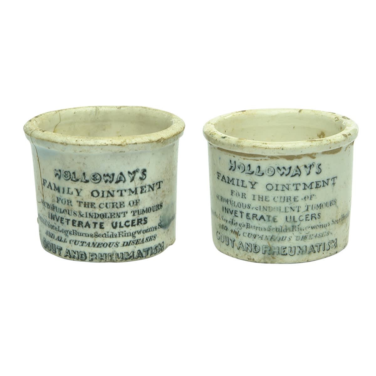 Pots. Pair of Holloway's Family Ointment Pots, 244 Strand, London. (United Kingdom)