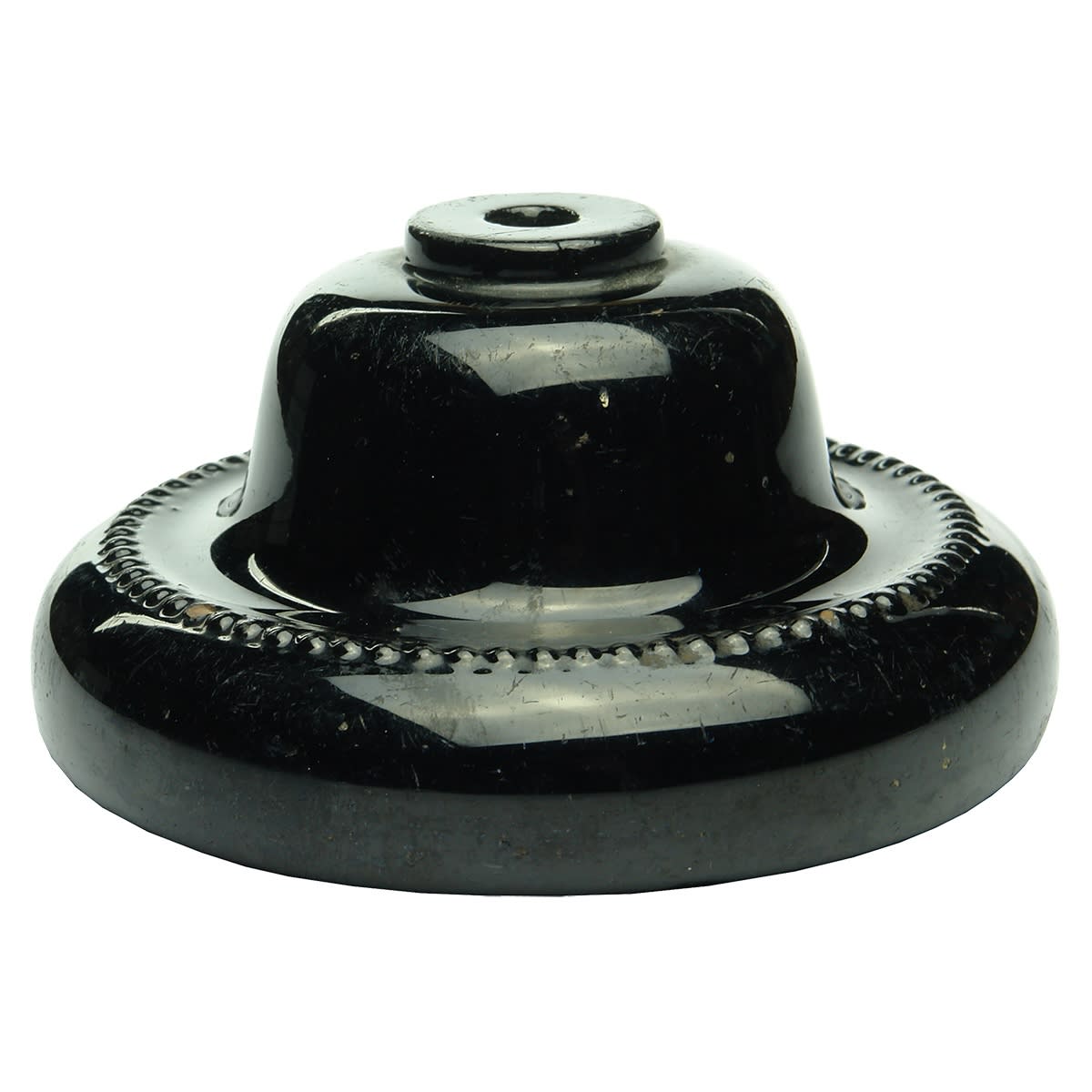 Shop Display Base: Wells & Son, 63 Wood Street, London. British Registration Diamon. Heavy stoneware with black glaze.