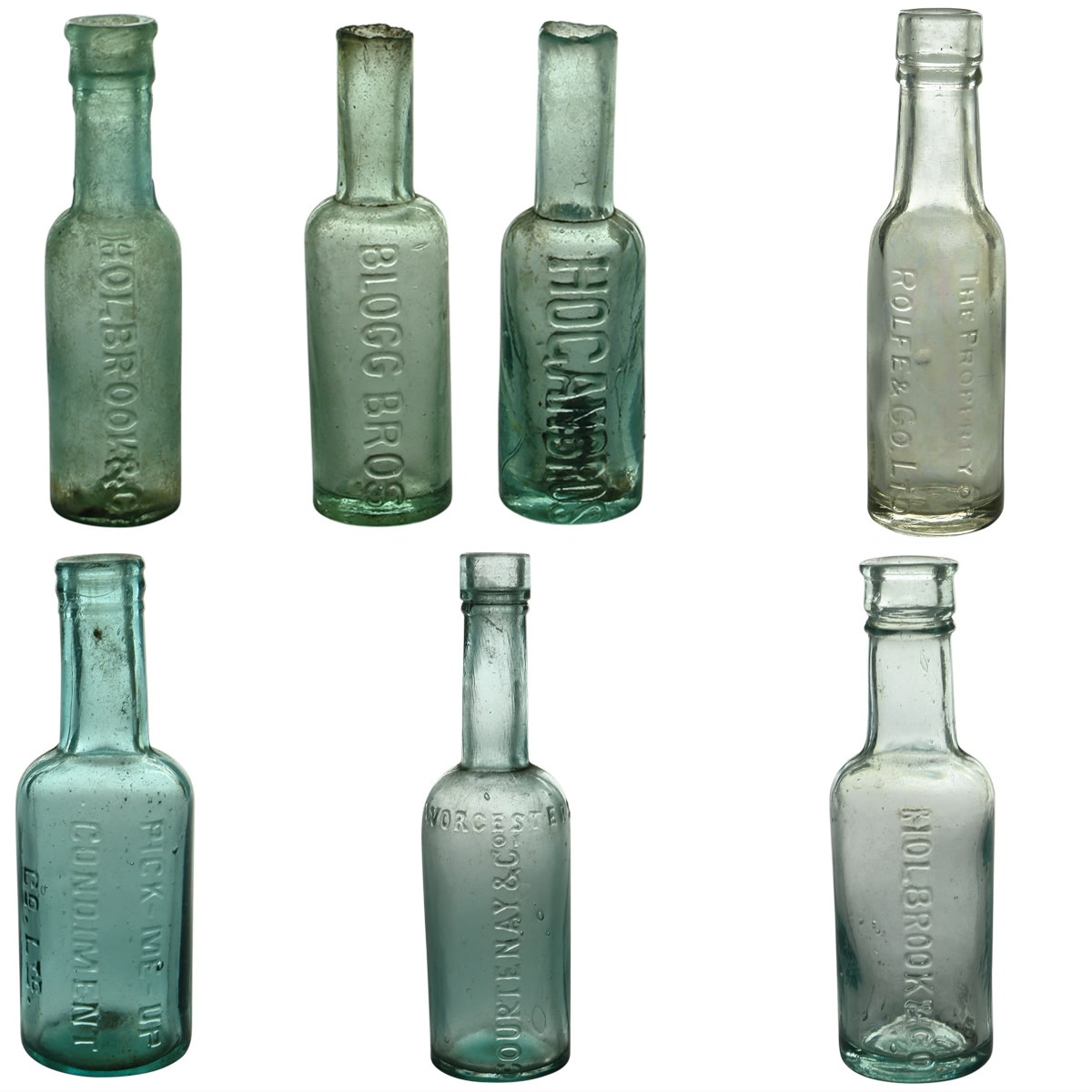 7 Mini Sauces: Holbrook & Co; Blogg Bros; Hogan Bros; Rolfe & Co Ltd; Pick Me Up; Courtenay & Co; Holbrook & Co