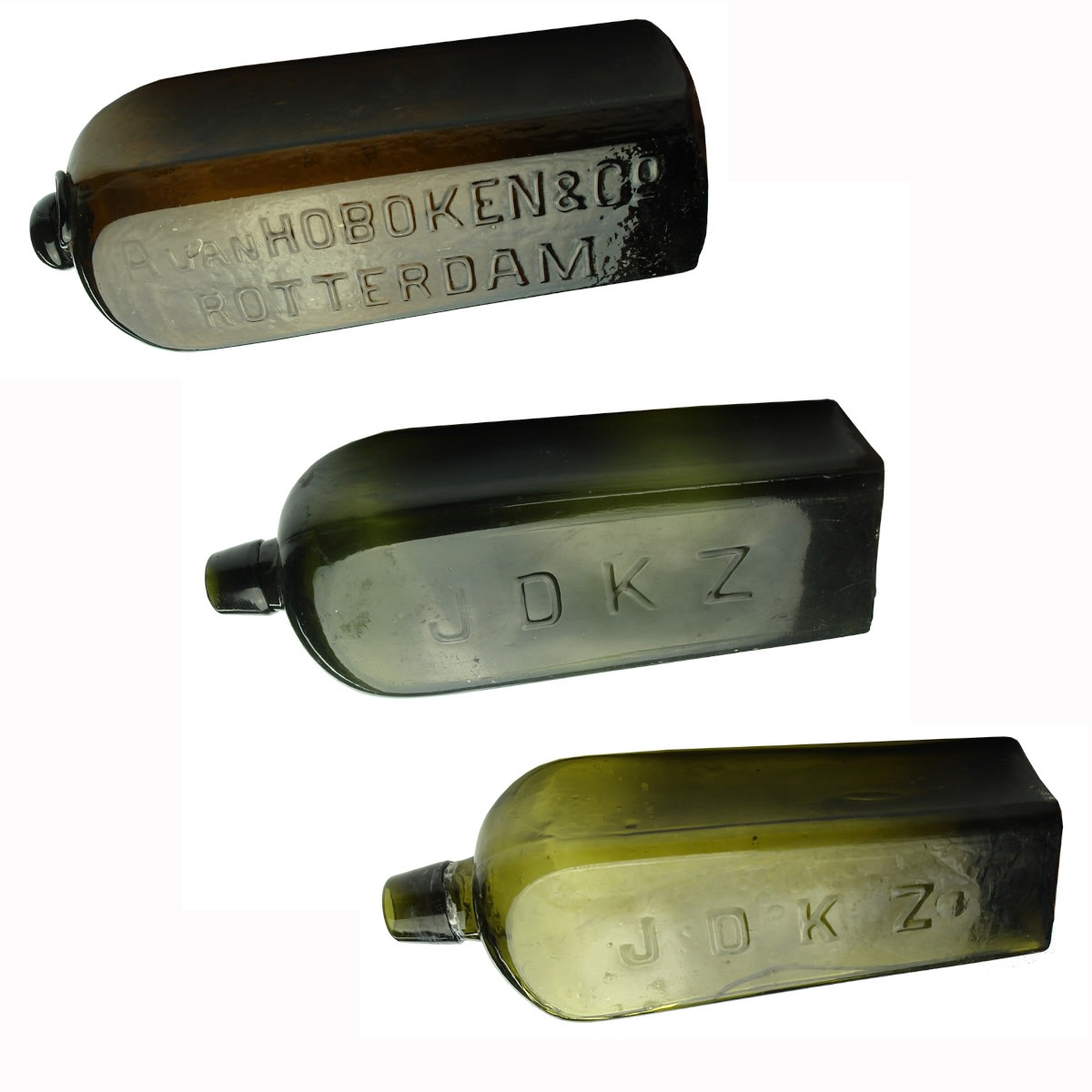 3 Gins: A van Hoboken Sealed & Embossed; 2 x JDKZ Large & Small.