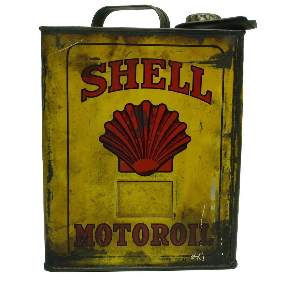 Oil Tin. Shell Motoroil. Shell Oil. Red Shell. Quart.