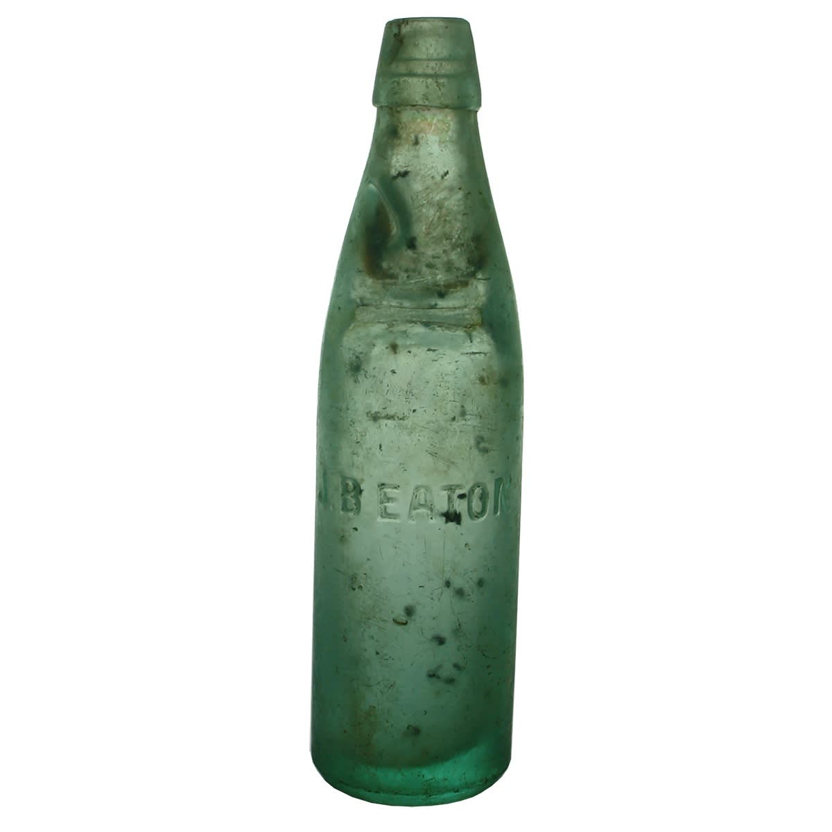 Codd. J. B. Eaton, Mitchell. Very tall, aqua, 10 oz. Marble has shattered and is no longer inside. (Queensland)