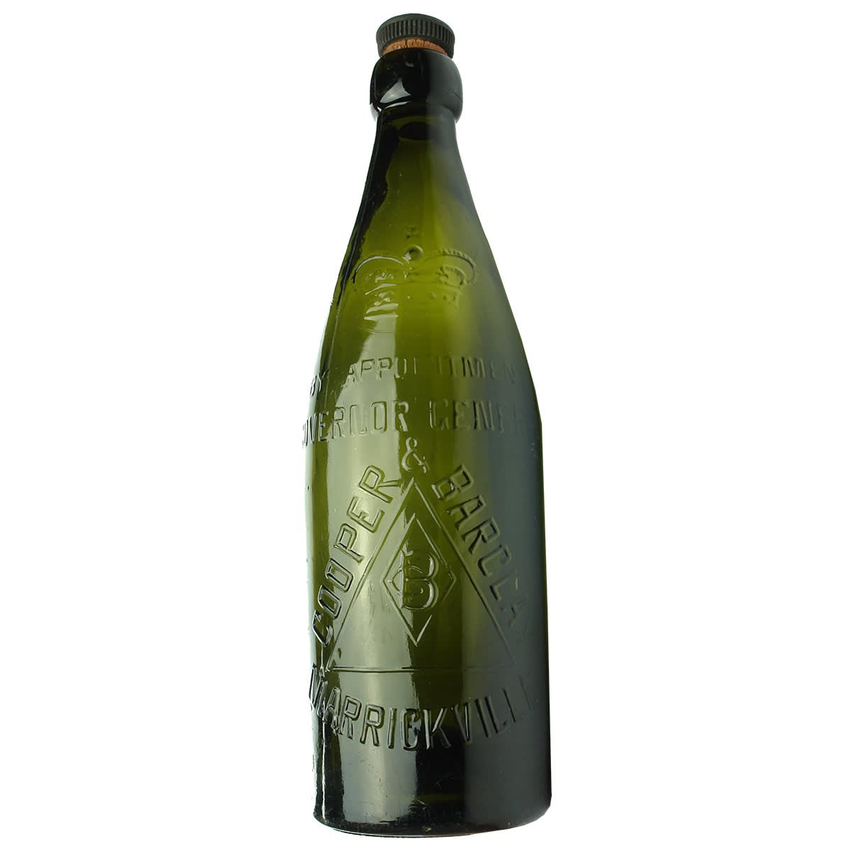 Hop Beer. Cooper & Barclay, Marrickville. Crown. Governor General. Green Internal Thread. 26 oz. (New South Wales)