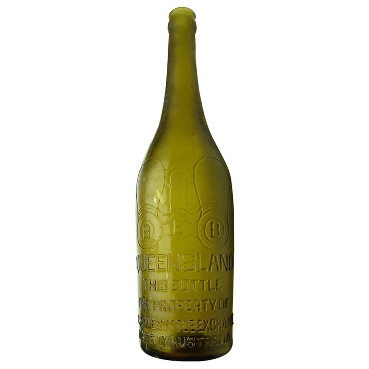 Beer. Brisbane Bottle Exchange. Binoculars. Crown Seal. Yellow Green. 26 oz. (Queensland)