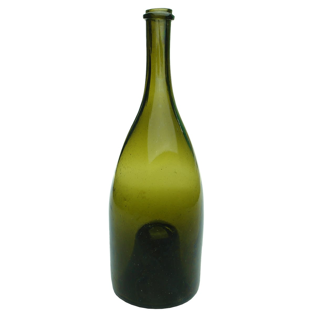 Early Glass. Very early champagne style bottle with deep punt and remains of pontil.