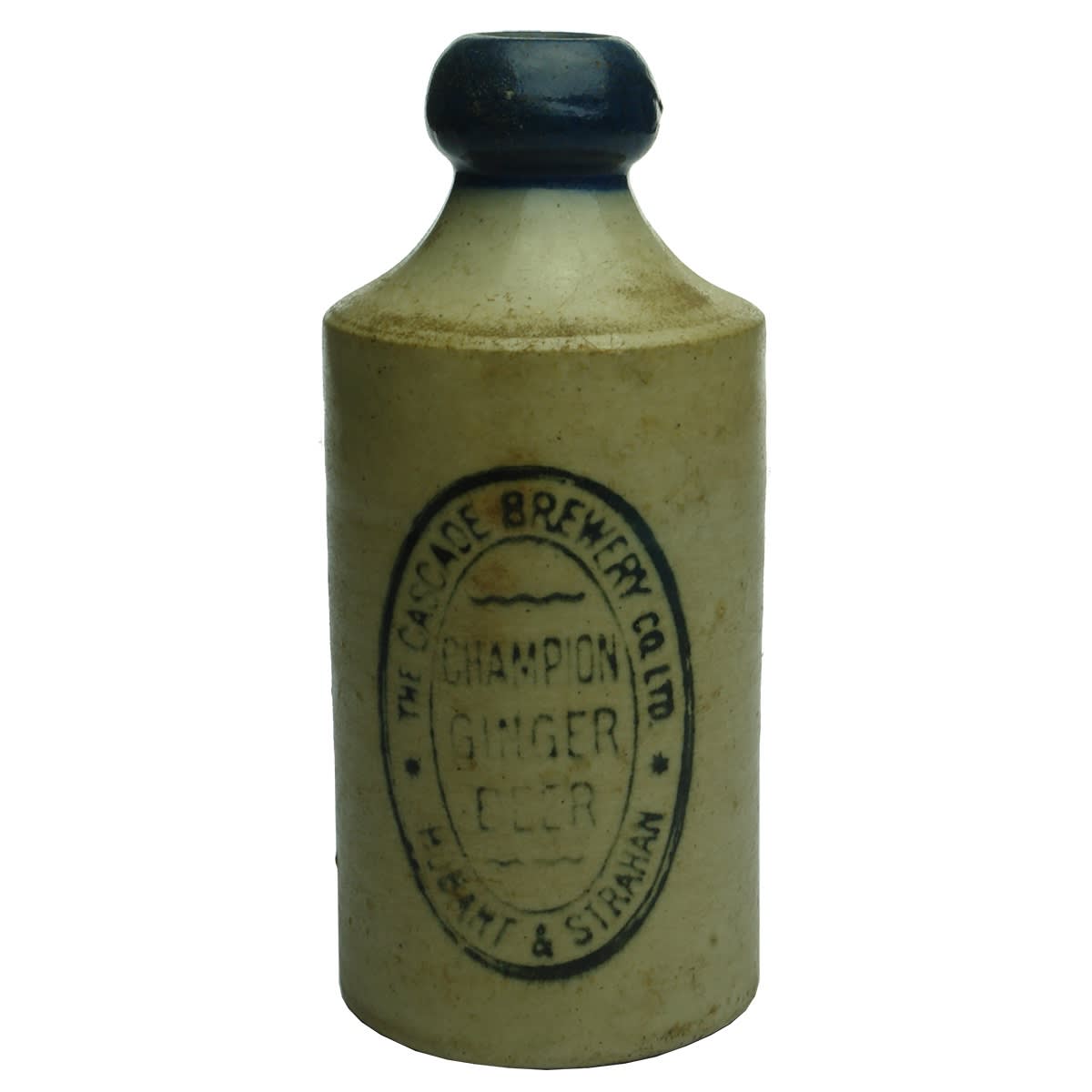 Ginger Beer. The Cascade Brewery Co. Ltd., Hobart & Strahan. Bendigo Pottery. Dump. Blue Lip. (Tasmania)