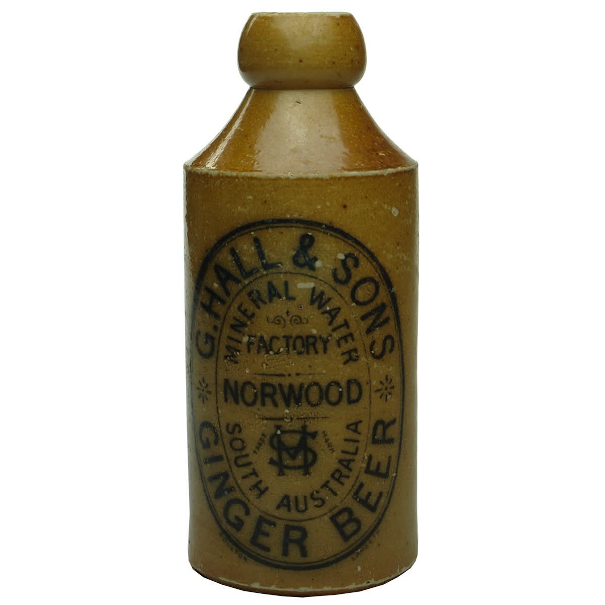 Ginger Beer. G. Hall & Sons, Norwood. Blob Top. Salt Glaze. Dump. (South Australia)