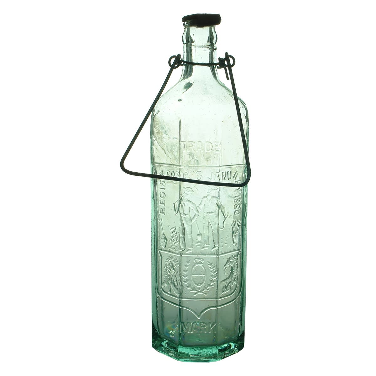 Cordial. Crown seal Octagonal E. Rowlands Pty Ltd. Homemade wire holder and seal with it. (Victoria)