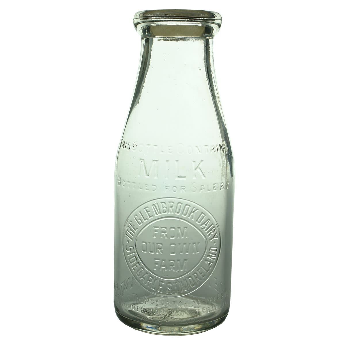 Milk. The Glenbrook Dairy, 51 DeCarle St., Moreland. Base: 174. Pint. (Victoria)