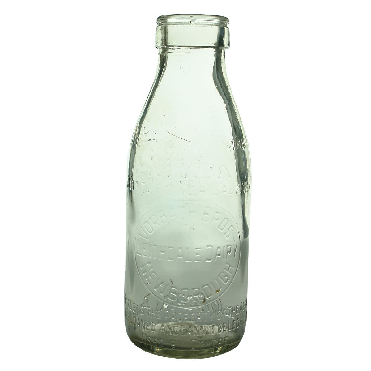 Milk. Vorbach Bros., Leithdale Dairy, Newborough. Base: 2. Foil top. Pint. (Gippsland, Victoria)