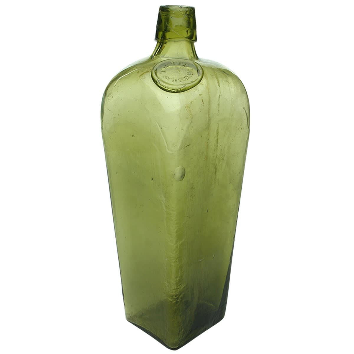Gin. P. Hoppe, Schiedam in applied seal. Olive Green. Quart.