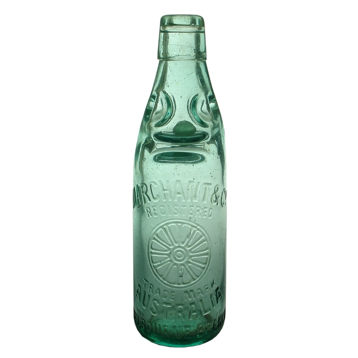 Codd. Marchant & Co., Australia. Wheel. Melbourne Branch. MGB Co. Dobson. Aqua. 10 oz. (Victoria)