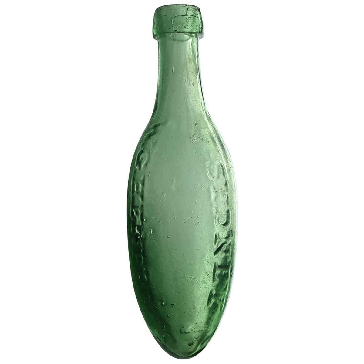 Torpedo. W. G. Henfrey's Double Aerated Soda Water Sydney. Square Collar. Aqua. 10 oz. (New South Wales)